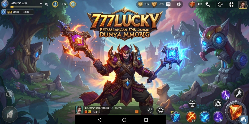Tangkapan layar gameplay 777LUCKY yang menampilkan pertarungan epik.