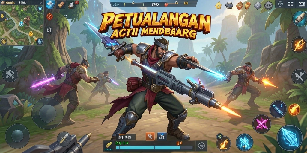 Screenshot menunjukkan aksi pertarungan seru dalam game ARPG.