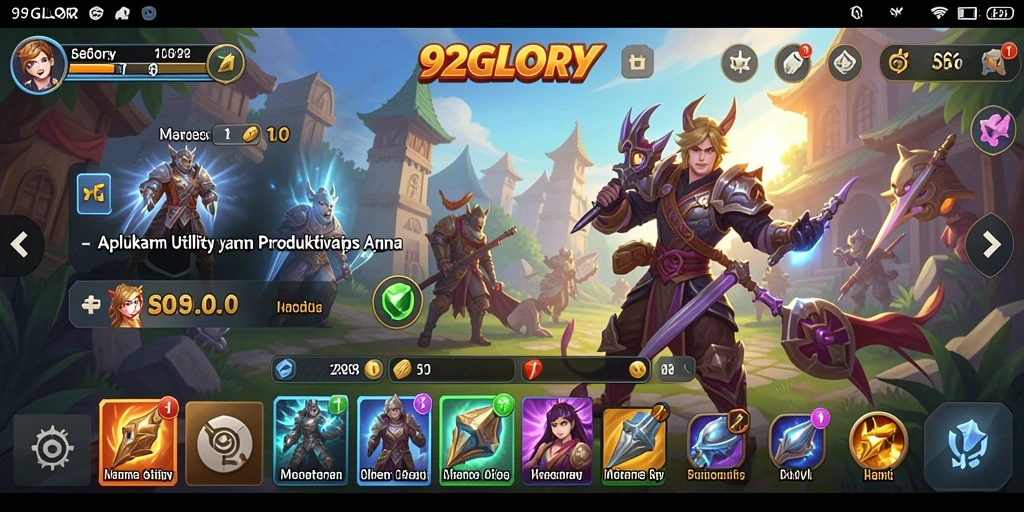 Screenshot 92GLORY yang menunjukkan fitur utama aplikasi Utility.