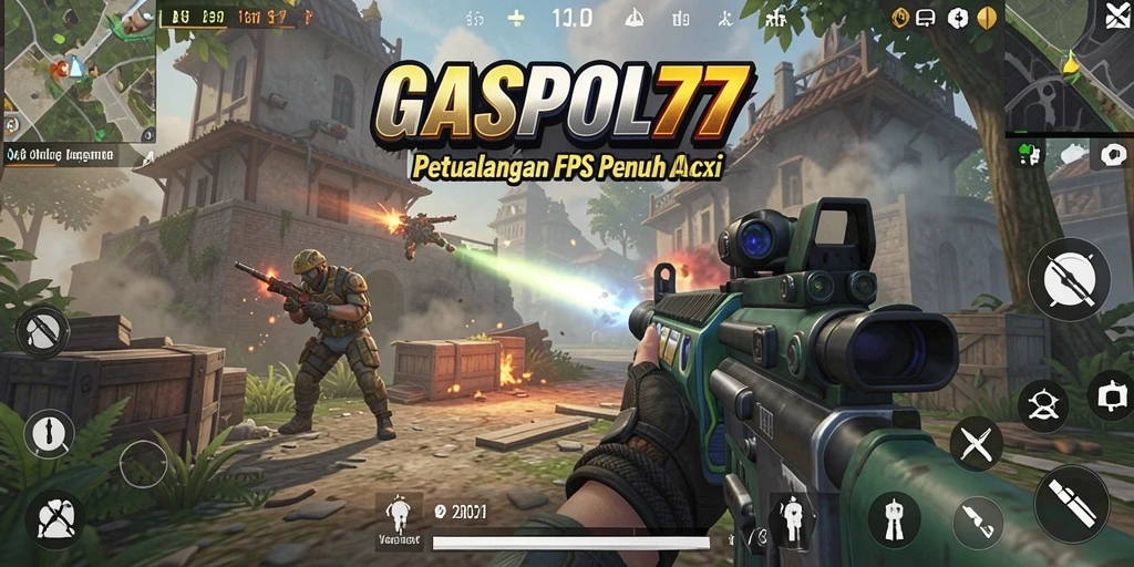 Screenshot GASPOL77 menampilkan aksi tembak-menembak yang seru dalam gameplay FPS.