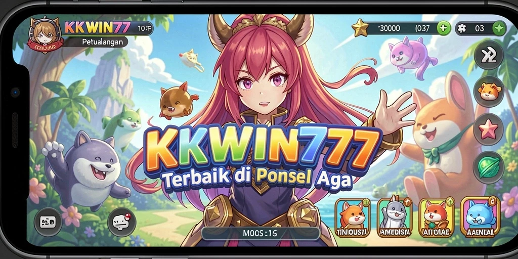 Screenshot gameplay KKWIN777 dengan karakter anime yang menarik.