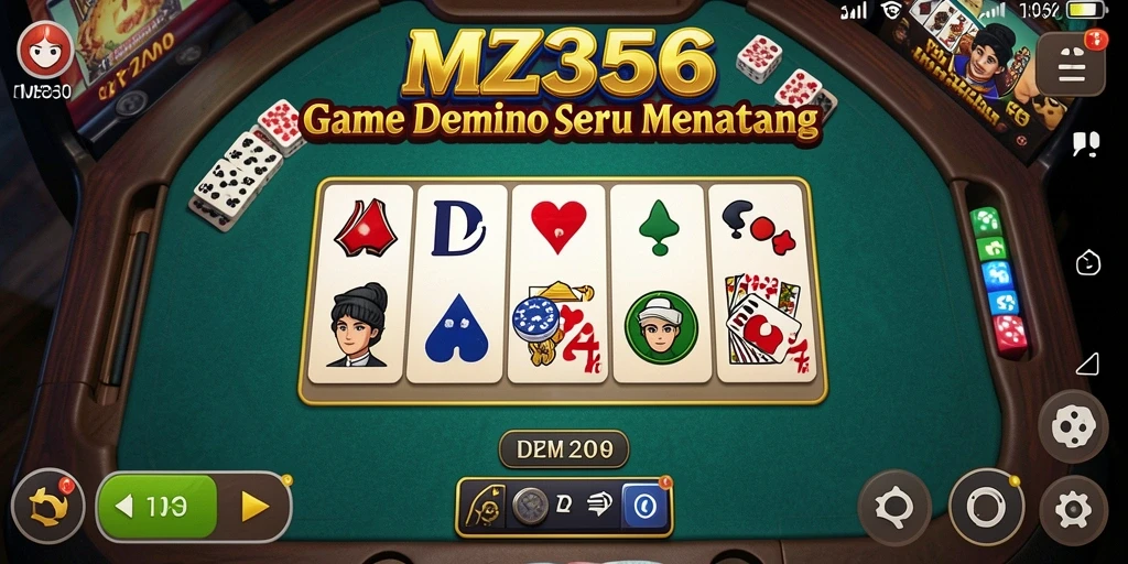 Tampilan gameplay seru MZ356 dengan kartu dan dadu.