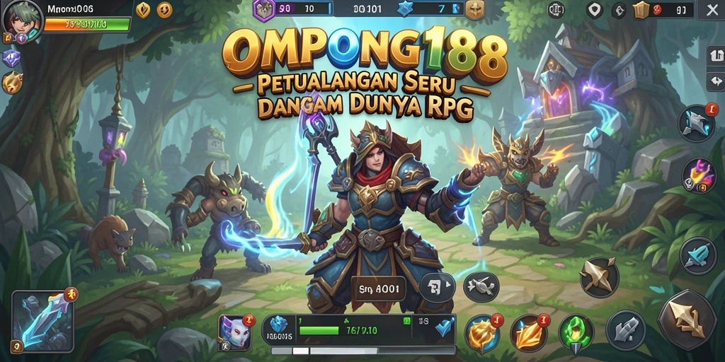 Tangkapan layar utama OMPONG188 menampilkan aksi pertarungan RPG yang intens.