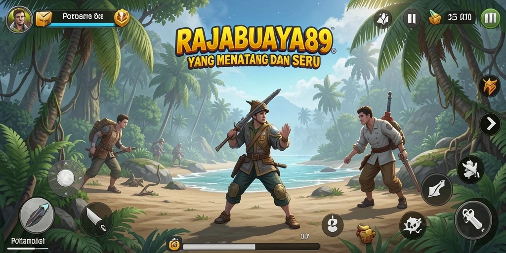 Screenshot menunjukkan aksi petualangan seru dalam RAJABUAYA89.