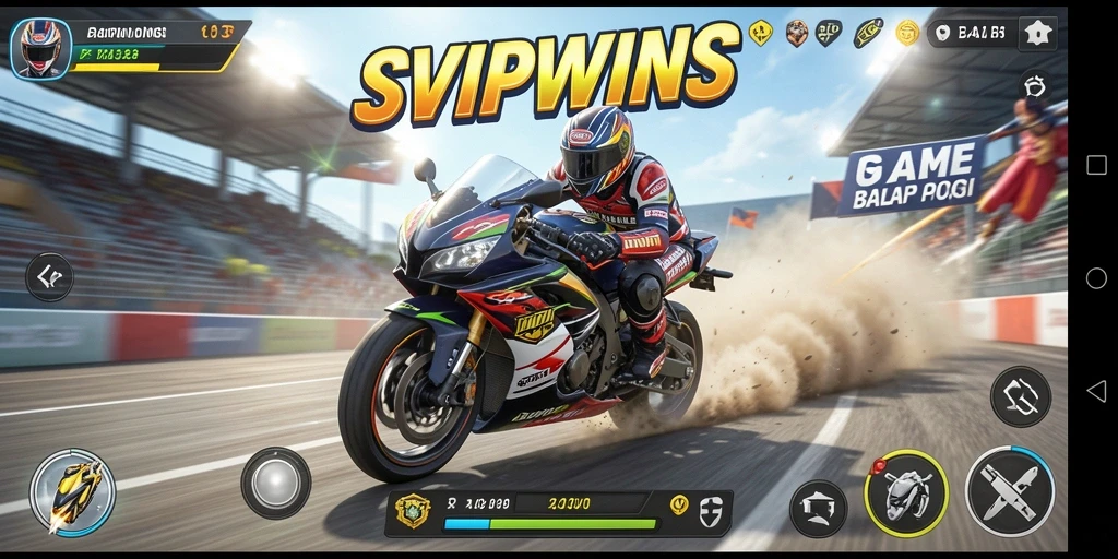 Tampilan gameplay seru dari balapan motor di SVIPWINS.