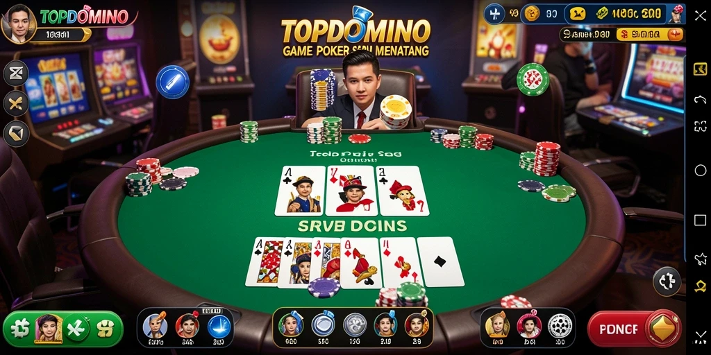 Screenshot gameplay TOPDOMINO yang menampilkan momen seru bermain Poker.
